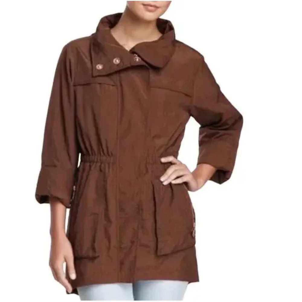 G.E.T Jacket S Anorak Roll Tab Sleeve Snaps Elastic Waist water resistant